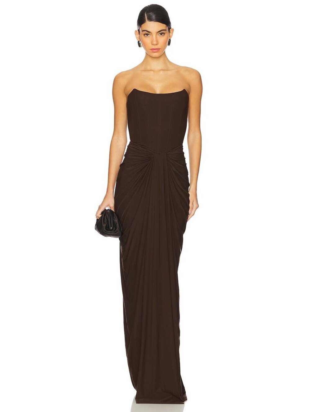 Deme by Gabriella Pearl Gown in Dark Brown